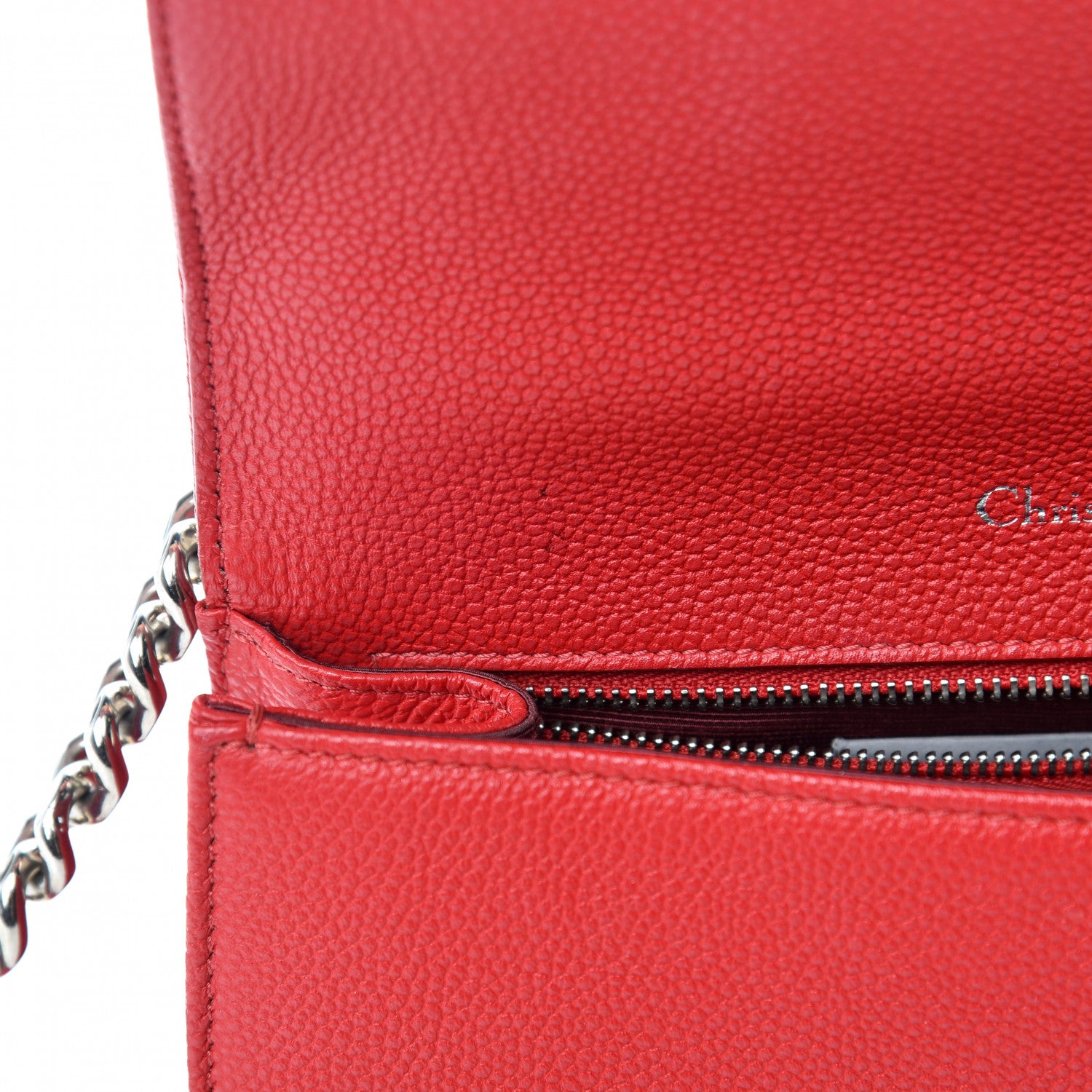Christian Dior Grained Calfskin Medium Diorama Flap Bag Red 11 of 13