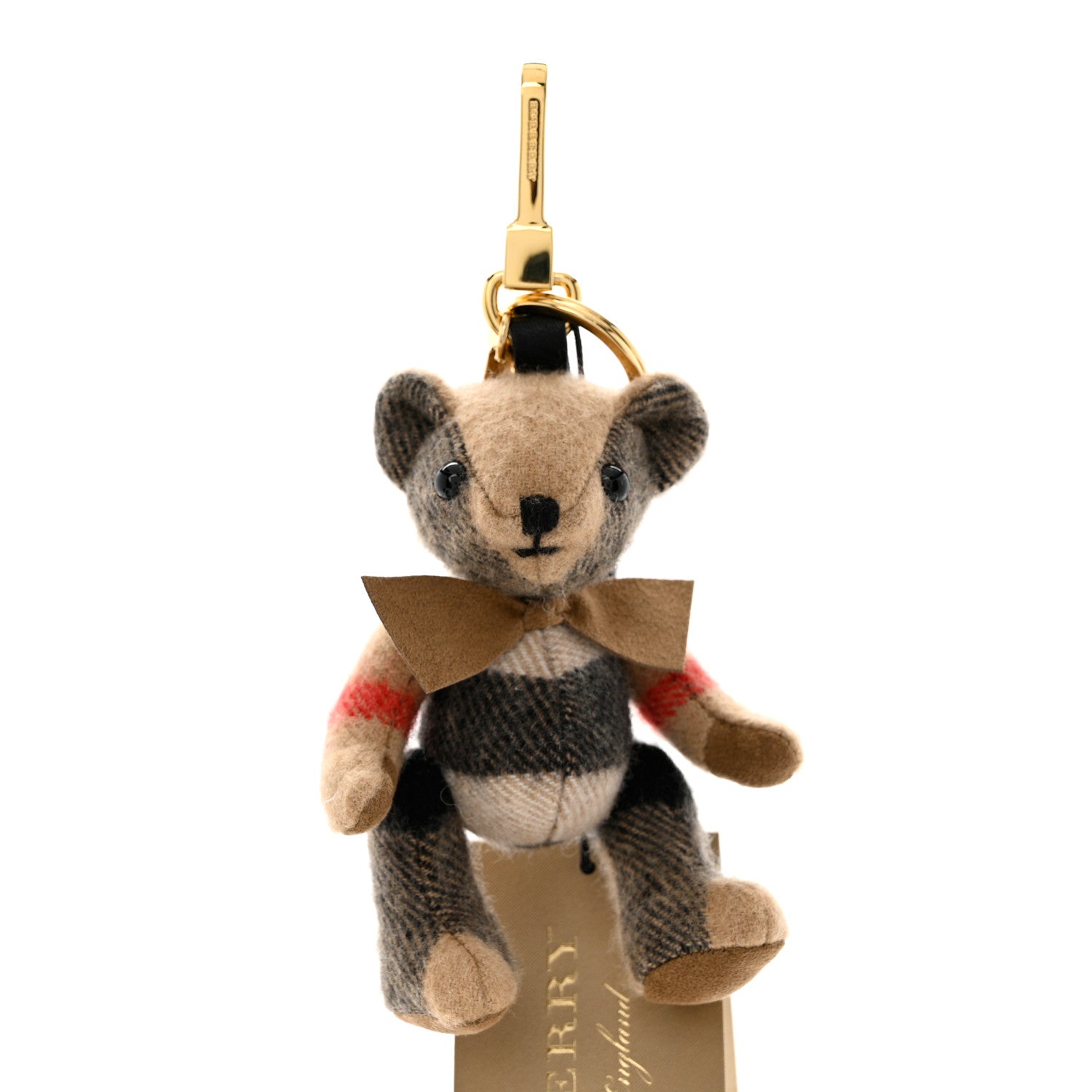 Burberry Cashmere Vintage Check Thomas Bear Bag Charm Camel 3 of 5