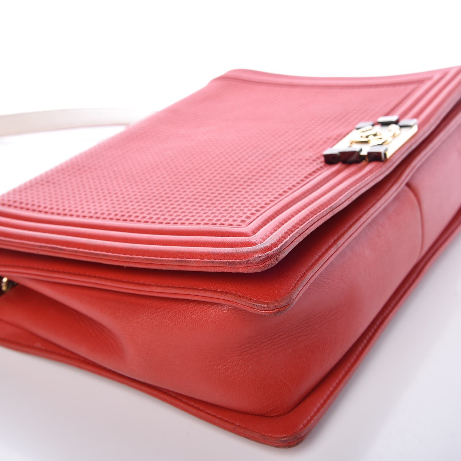 Chanel Lambskin Square Quilted Large Boy Cube Flap Red 18 of 22