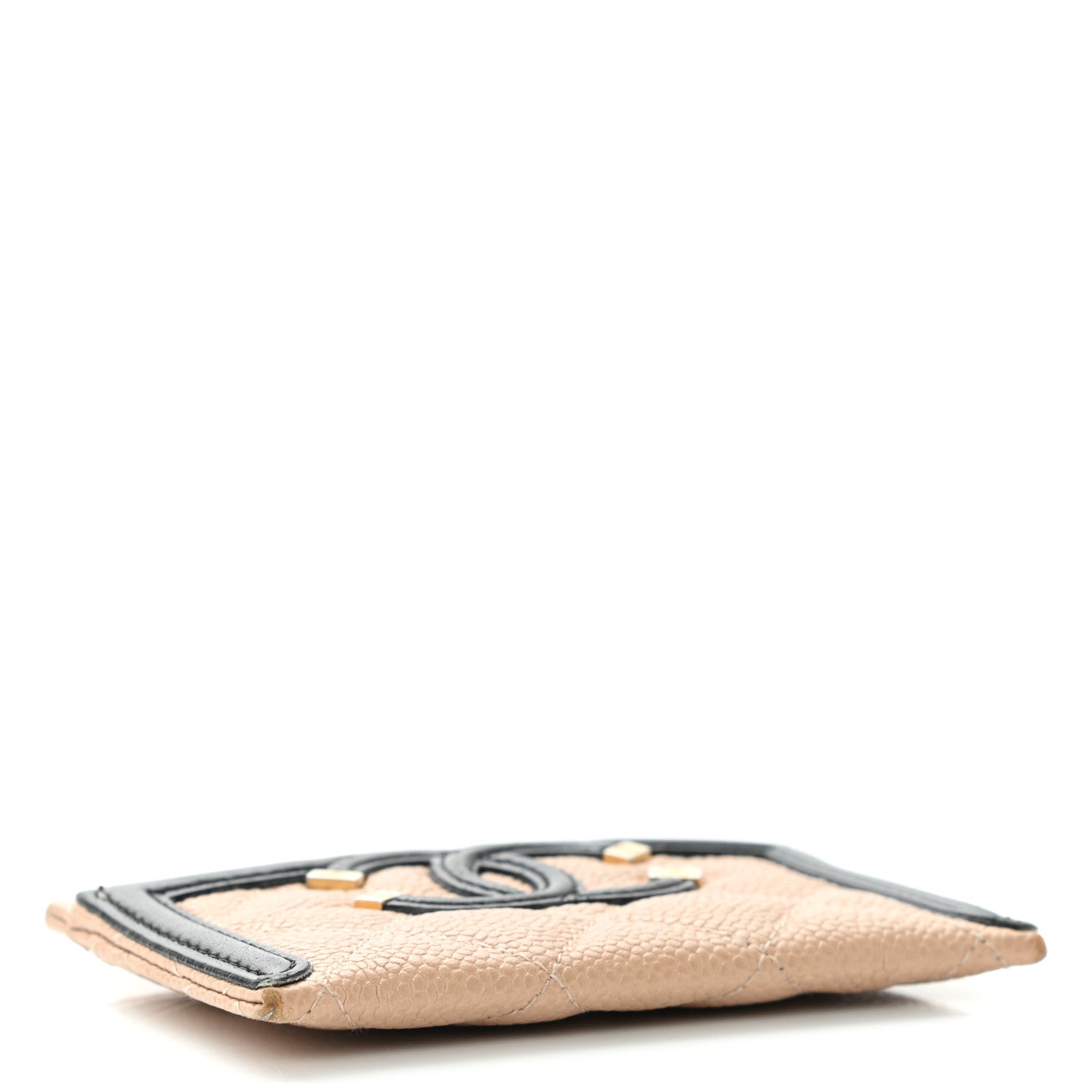 Chanel Caviar Quilted Filigree Card Holder Beige Black 4 of 8