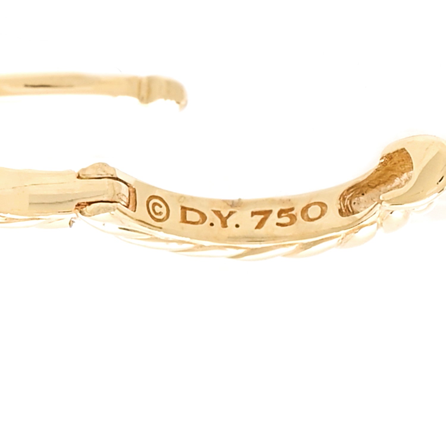 David Yurman 18K Yellow Gold Sculpted Cable Micro Huggie Hoop Earrings 4 of 4