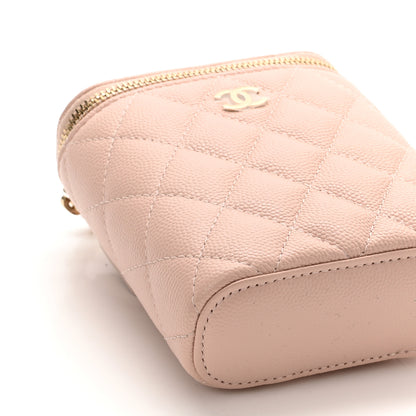 Chanel Caviar Quilted Small Vertical Coco Beauty Vanity Case With Chain Light Pink 8 of 10