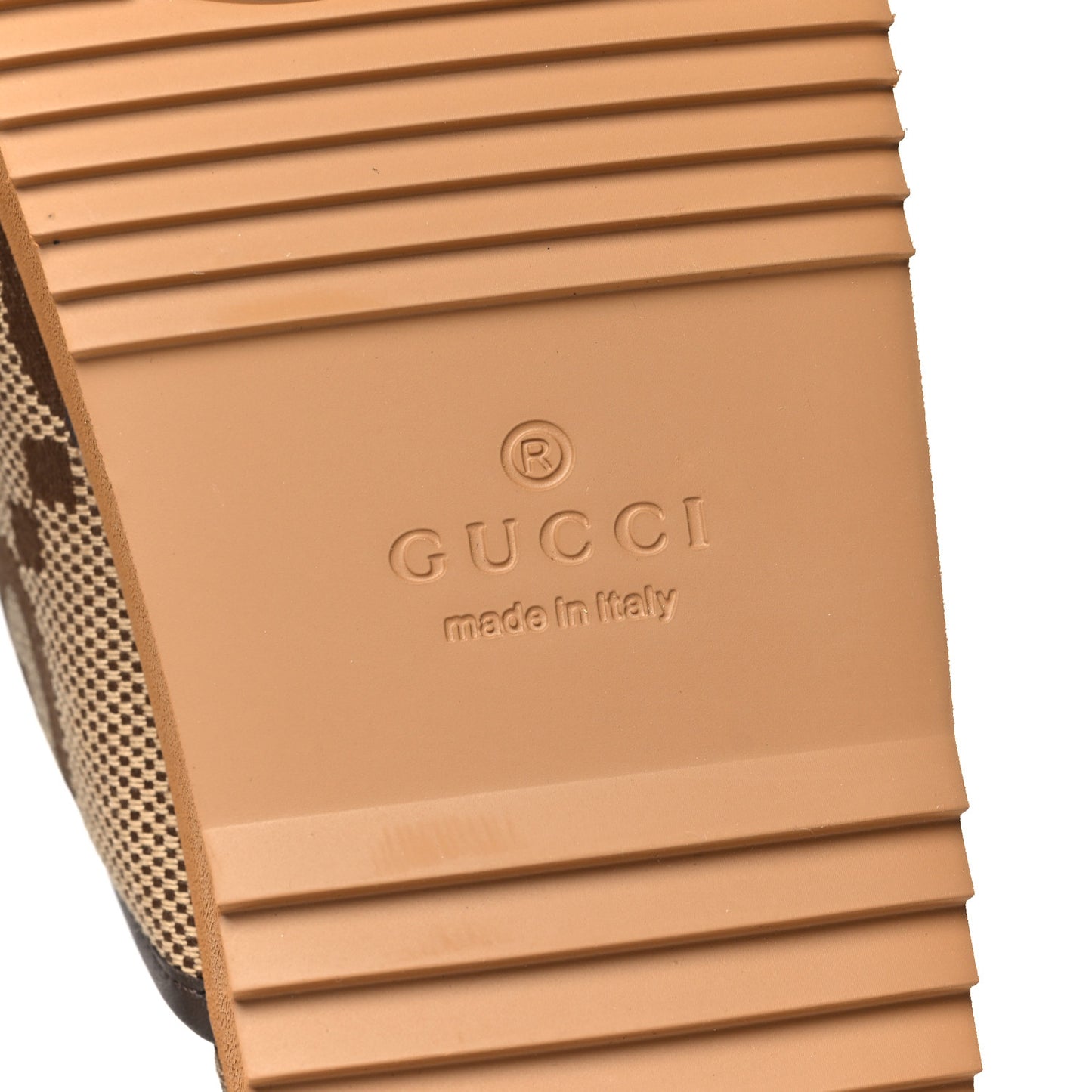 Monogram Jumbo GG Nappa Samoa Platform 40mm Slide Sandals 35 Camel Ebony New Acero