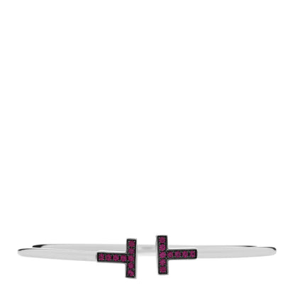 Tiffany 18K White Gold Ruby T Wire Bracelet 1 of 3