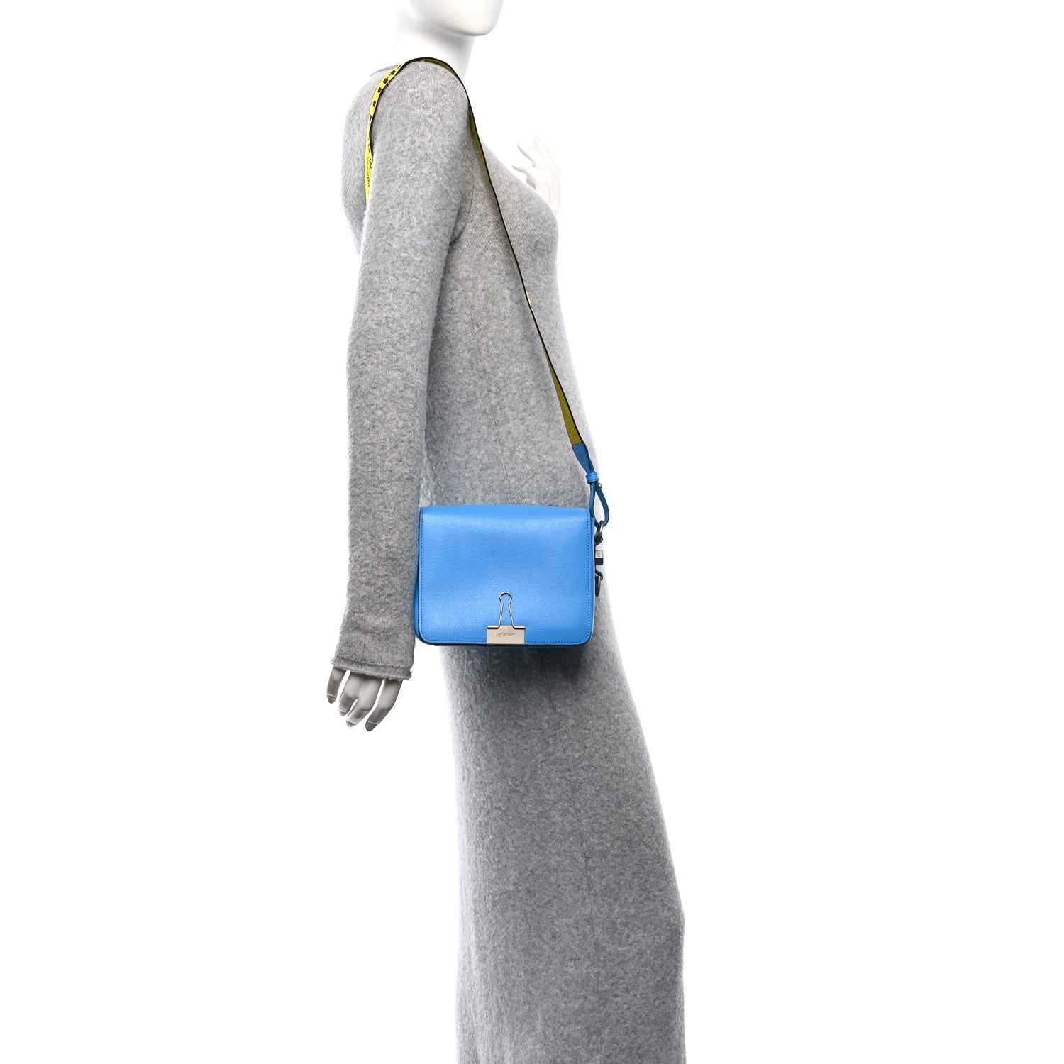 Off-White Calfskin Binder Clip Bag Blue 2 of 11