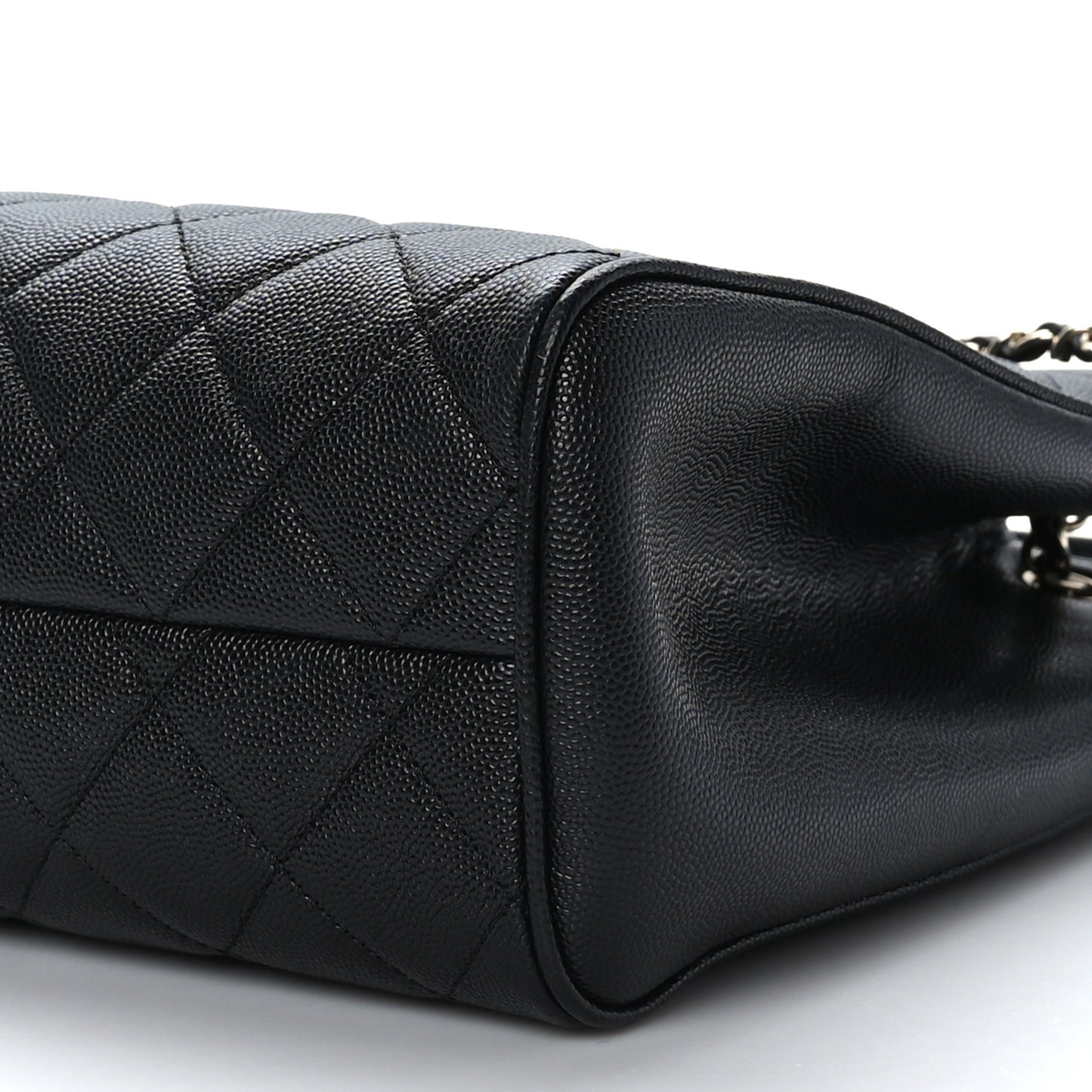 Caviar Quilted In Out Flap Shopping Tote Black