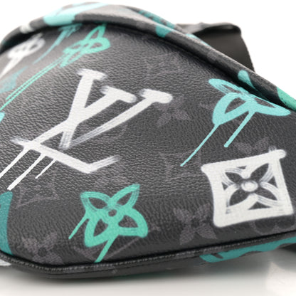 Louis Vuitton Monogram Eclipse LV Graffiti Discovery Bumbag Green Lights 9 of 10