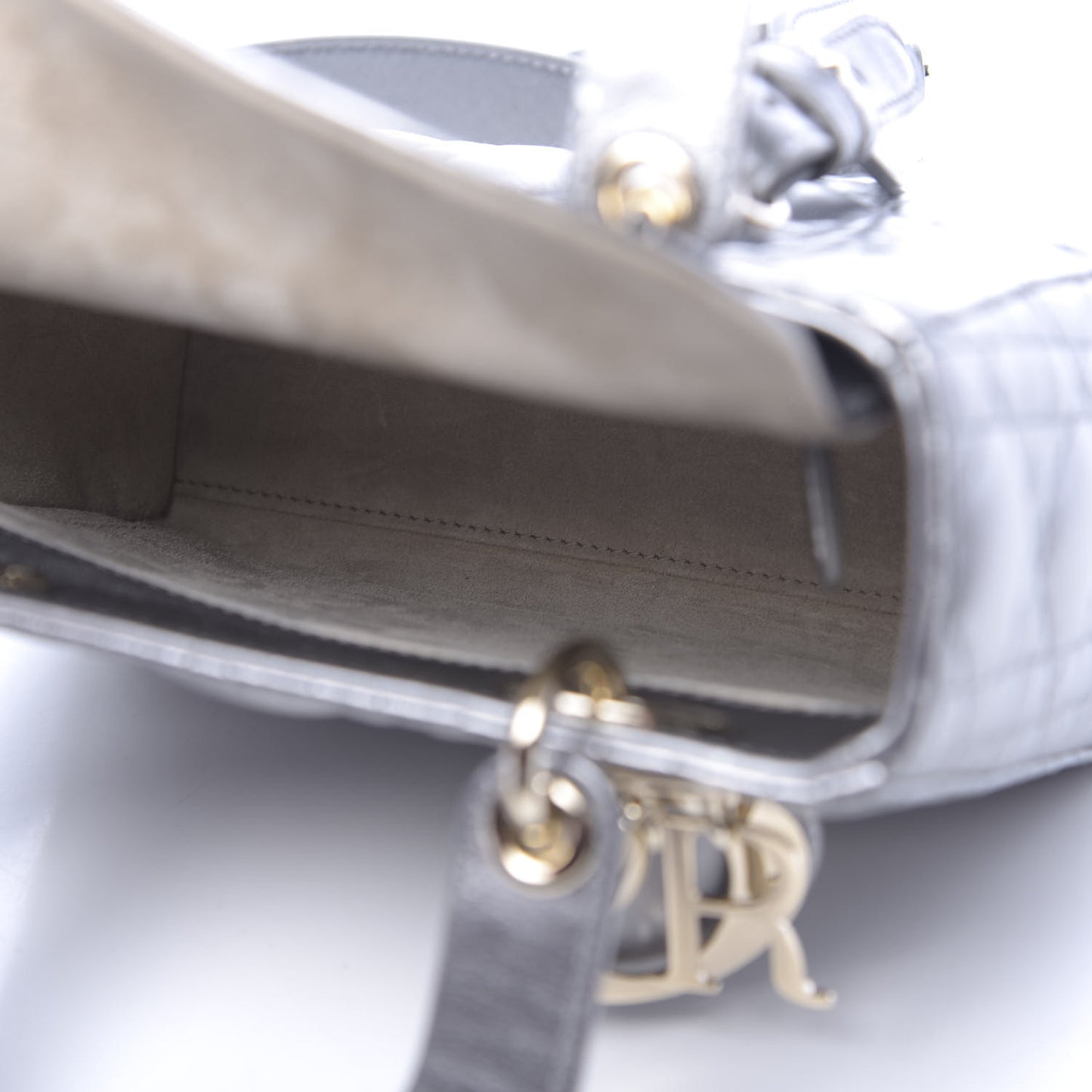 Metallic Calfskin Cannage My ABCDior Lady Dior Steel Grey