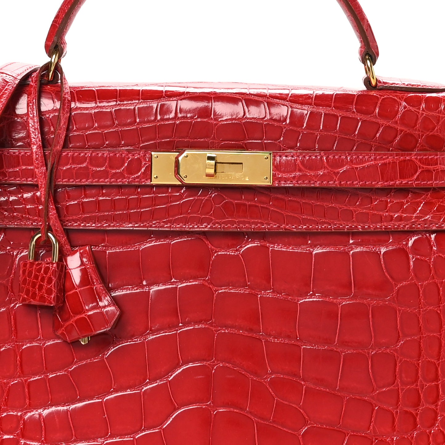 Shiny Alligator Kelly Sellier 32 Rouge Vif