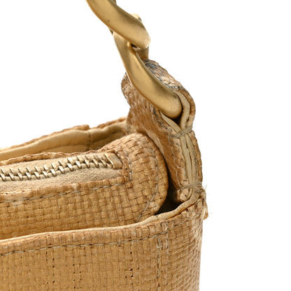 Chanel Woven Straw Camellia Print Shoulder Bag Gold 14 of 15