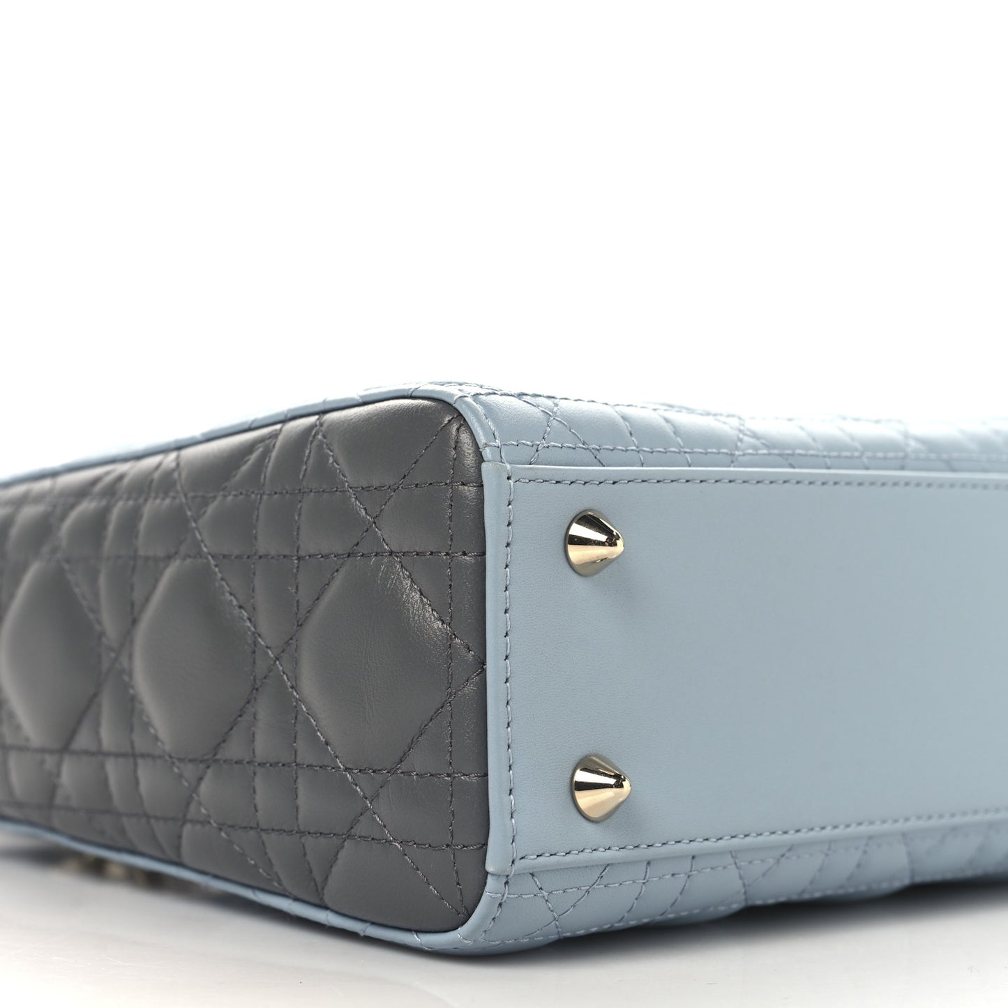 Lambskin Cannage Small Bi-Color Lady Dior  Blue Grey