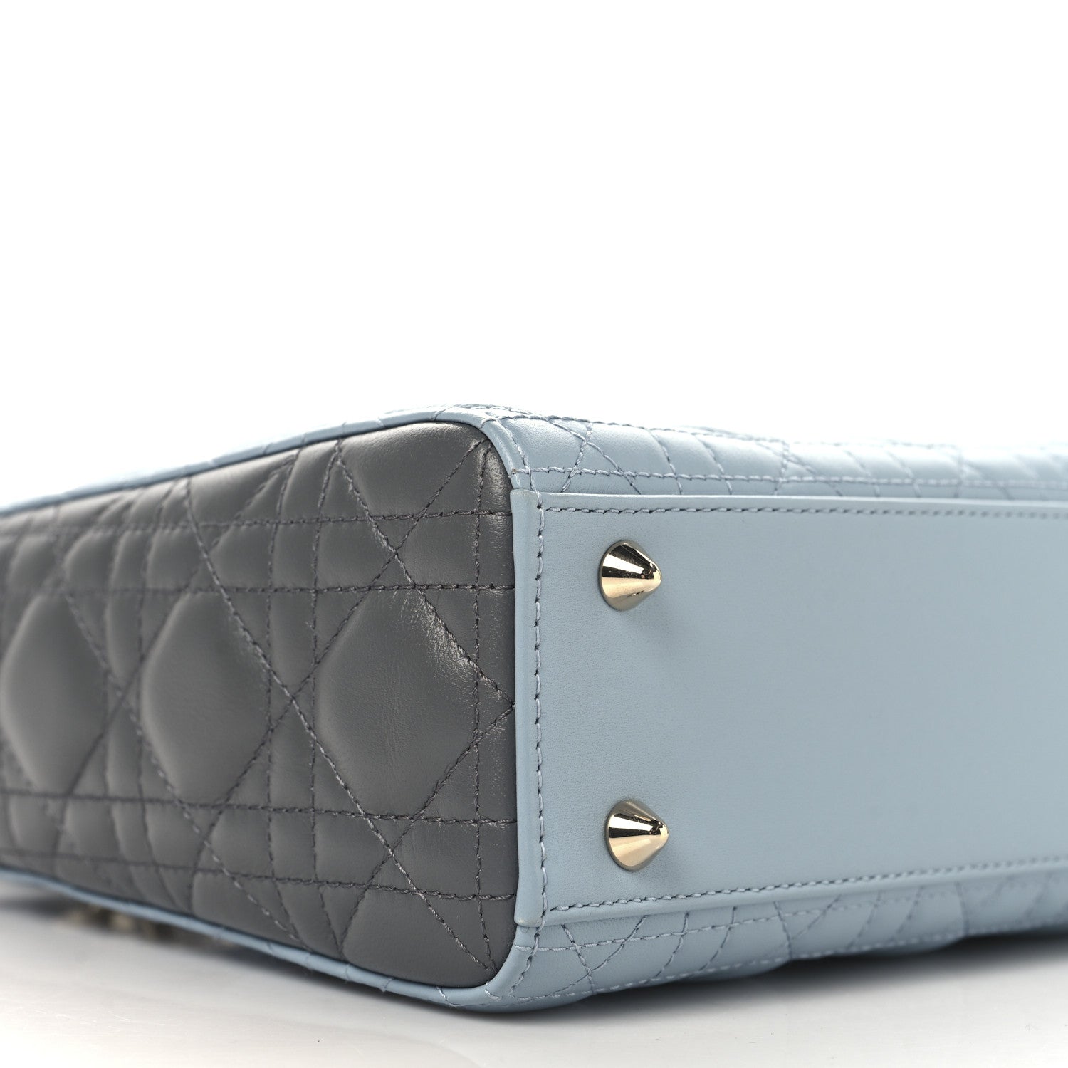 Christian Dior Lambskin Cannage Small Bi-Color Lady Dior  Blue Grey 9 of 10