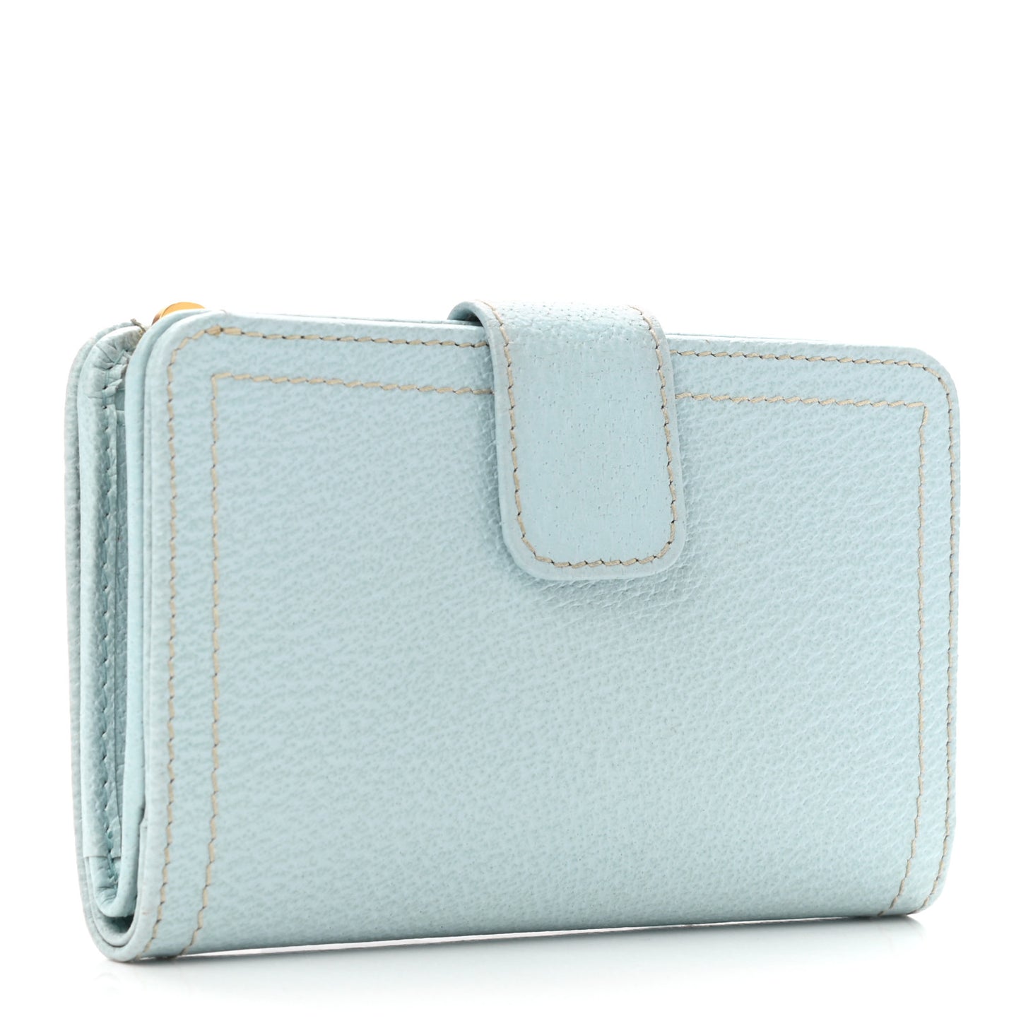 Goatskin Compact Zip Wallet Light Blue