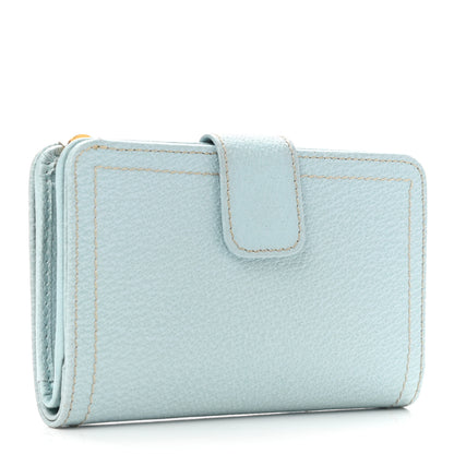 Prada Goatskin Compact Zip Wallet Light Blue 3 of 9