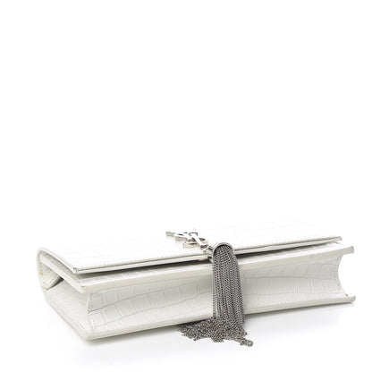 Saint Laurent Calfskin Crocodile Embossed Kate Monogram Tassel Chain Wallet Cremasoft 4 of 13