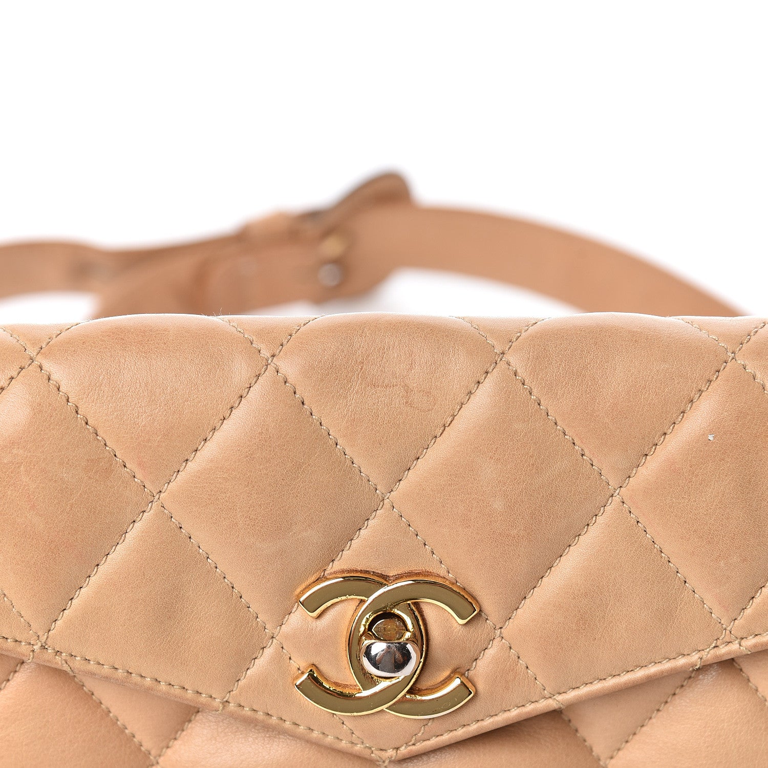 Chanel Lambskin Quilted Flap Waist Belt Bag Beige 15 of 15