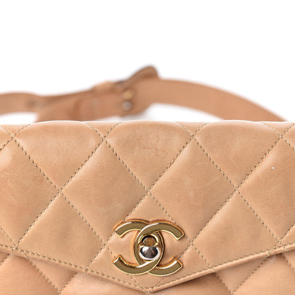 Chanel Lambskin Quilted Flap Waist Belt Bag Beige 15 of 15