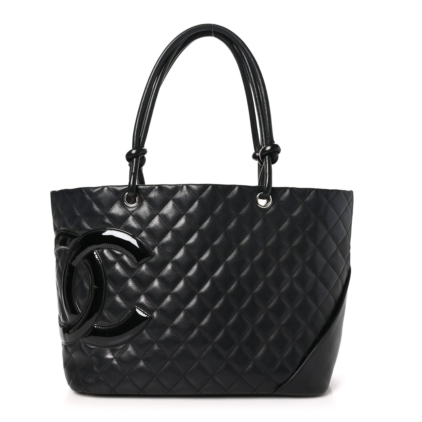 Calfskin Quilted Large Cambon Tote Black