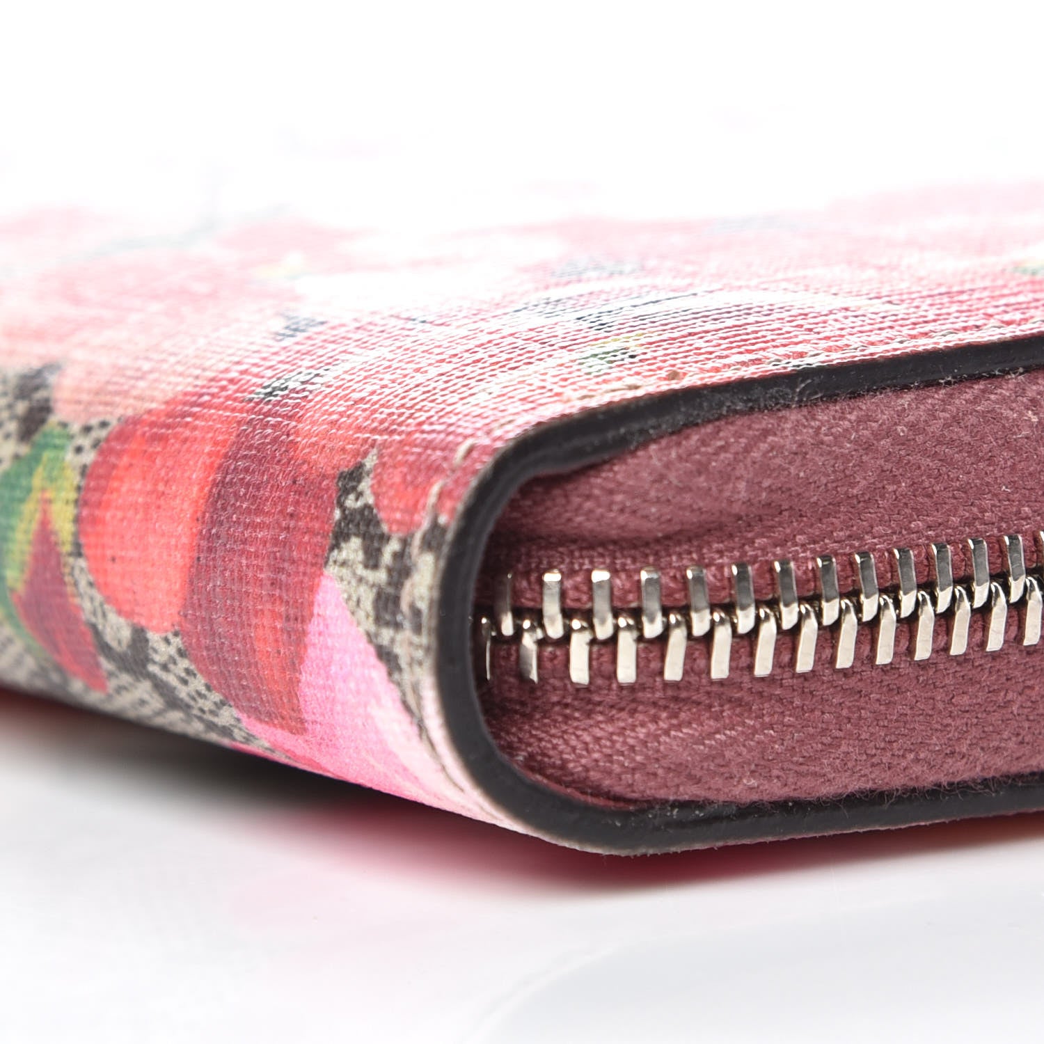 Gucci GG Supreme Monogram Blooms Zip Around Wallet Beige Multicolor Dry Rose 7 of 9