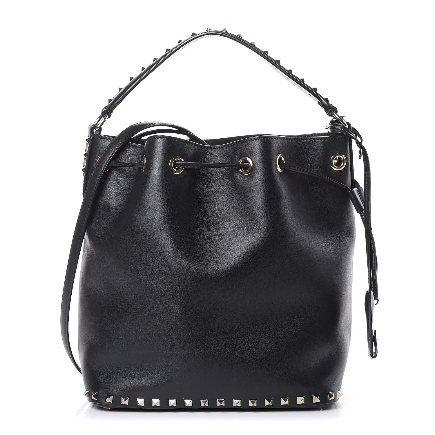 Valentino Garavani Vitello Rockstud Bucket Bag Black 1 of 14