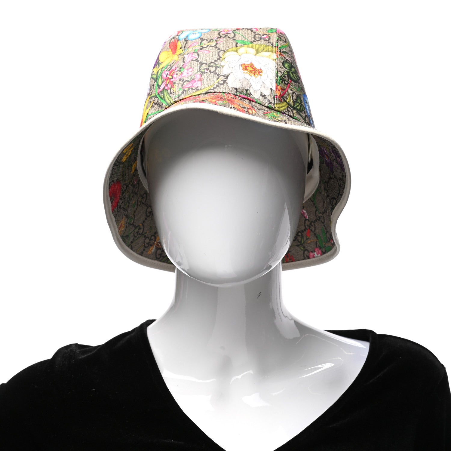 Gucci GG Supreme Monogram Flora Fedora Hat M White 2 of 7