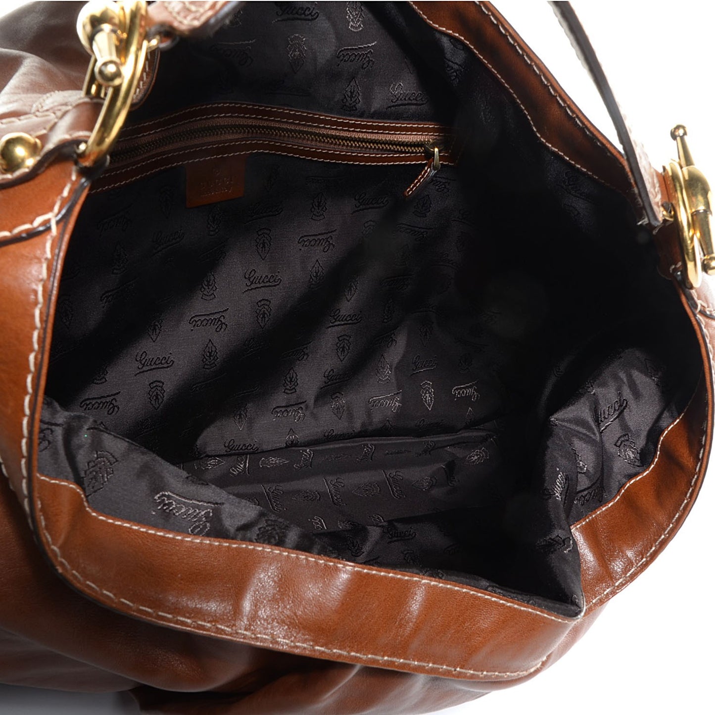 Leather Large Jockey Hobo Brown