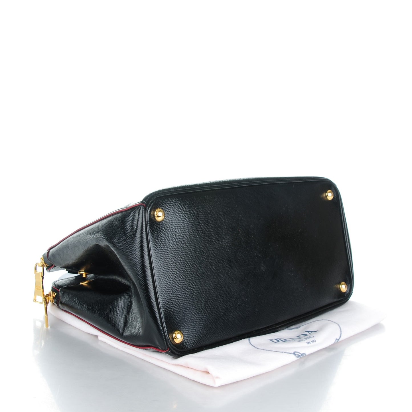 Saffiano Vernice Double Zip Tote Black