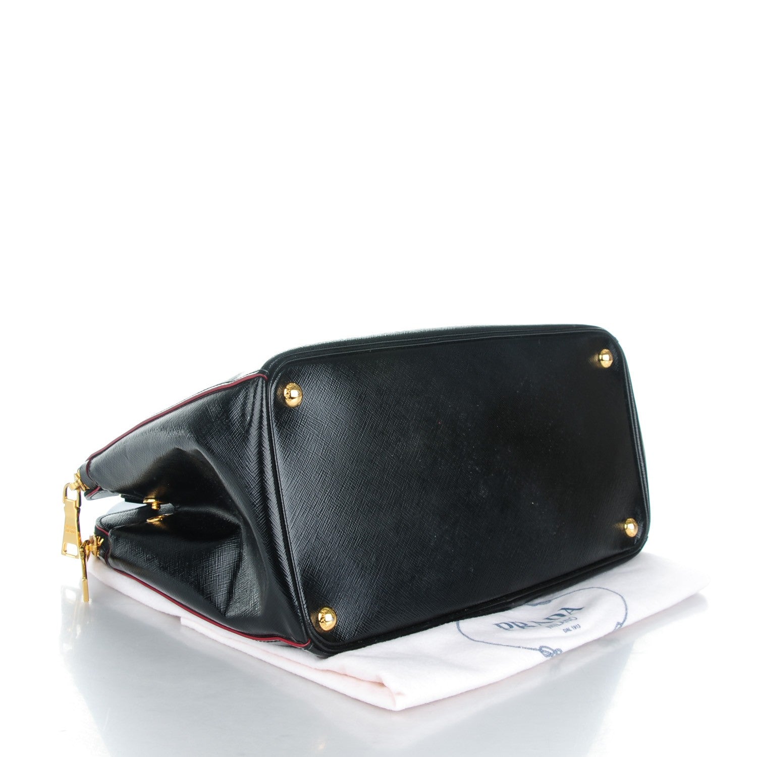 Prada Saffiano Vernice Double Zip Tote Black 4 of 8