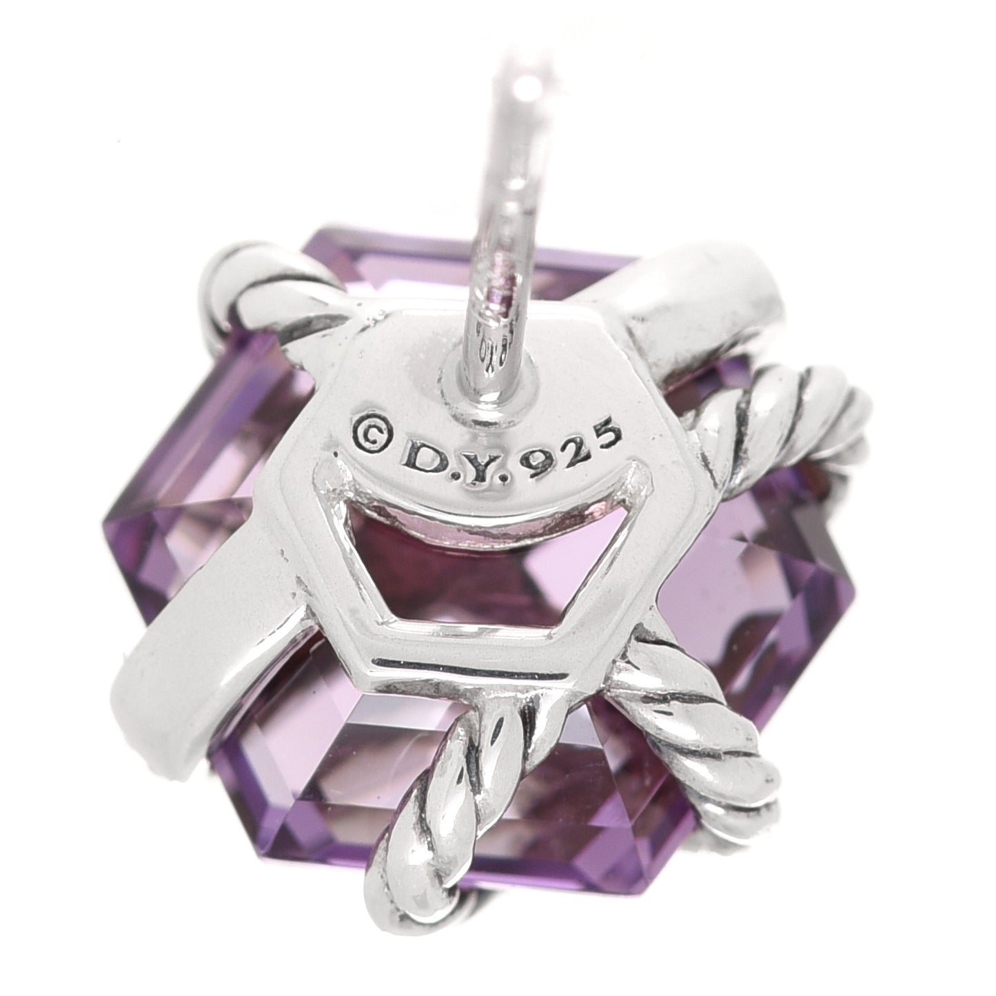 Sterling Silver Diamond Amethyst 10mm Cable Wrap Earrings
