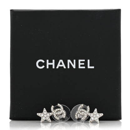 Chanel Crystal CC Starfall Drop Earrings Silver 5 of 5
