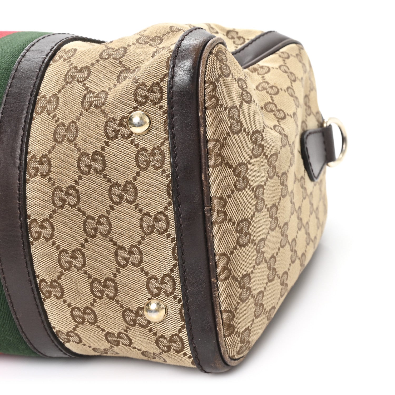 Gucci Monogram Vintage Web Medium Boston Dark Brown 10 of 12