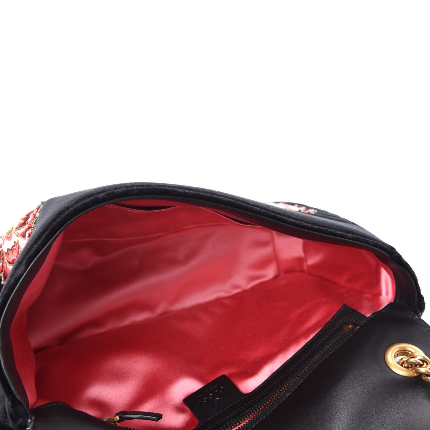 Velvet Matelasse Loved Embroidered Medium GG Marmont Shoulder Bag Black