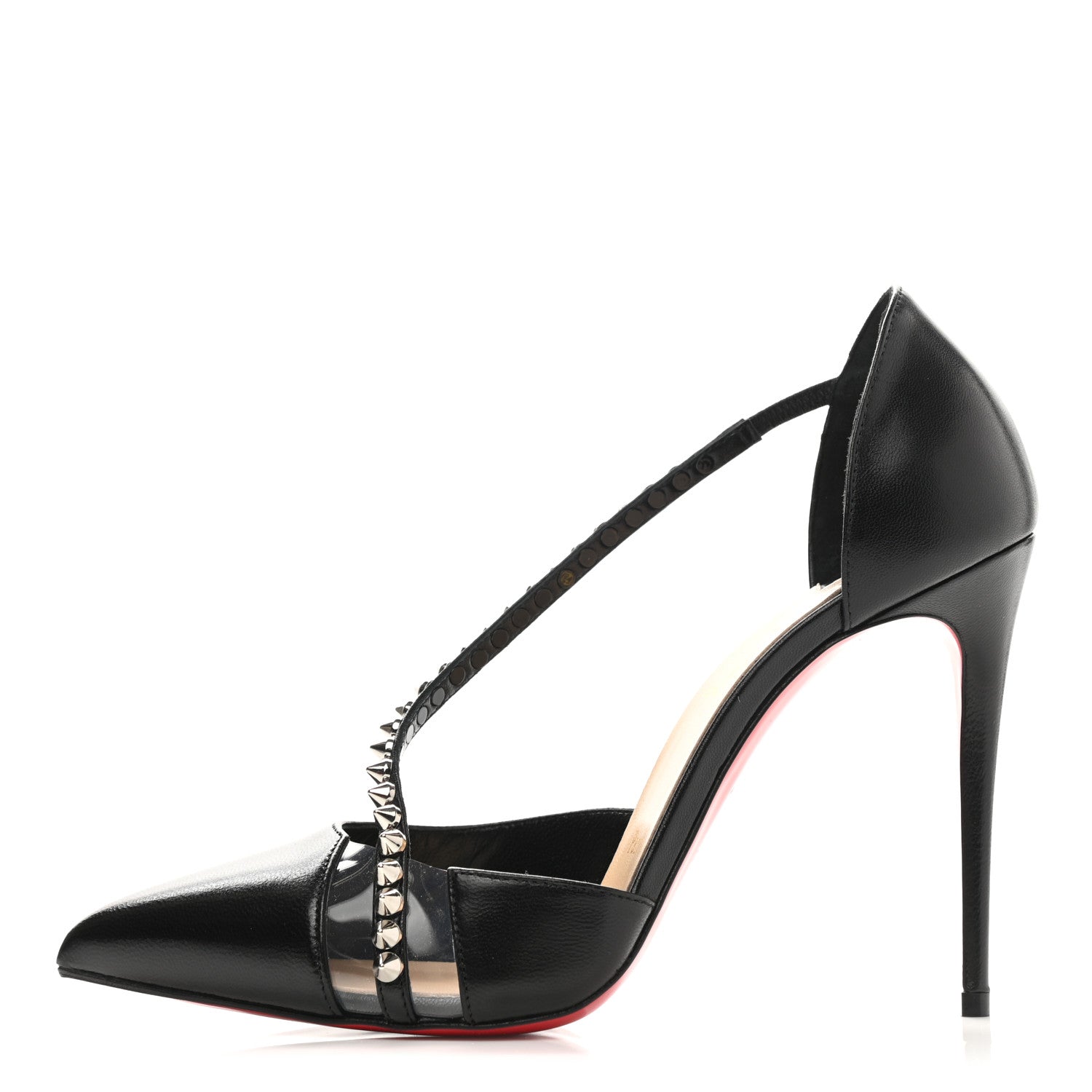 Christian Louboutin Kid PVC Spike Cross 100 Pumps 37.5 Black Silver 1 of 8