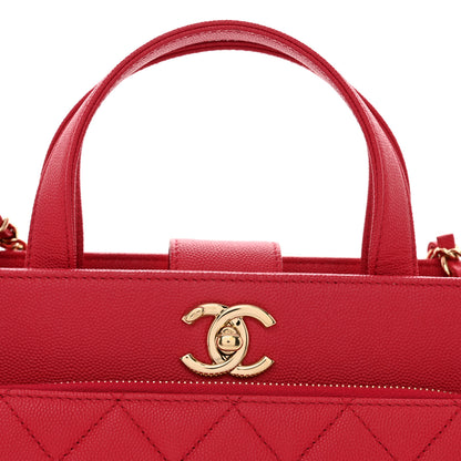 Chanel Caviar Quilted Small Business Affinity Shopping Bag Red 5 of 11