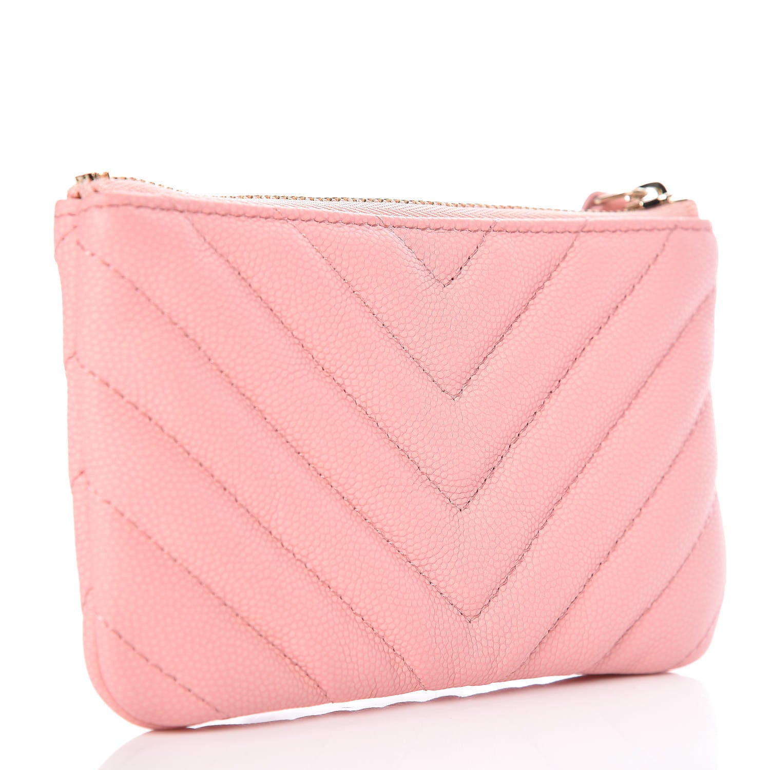Chanel Caviar Chevron Quilted Small Cosmetic Case Pink 3 of 10