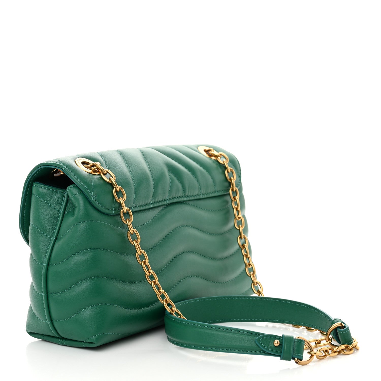 Louis Vuitton Calfskin New Wave Chain Bag MM NM Emerald 3 of 11