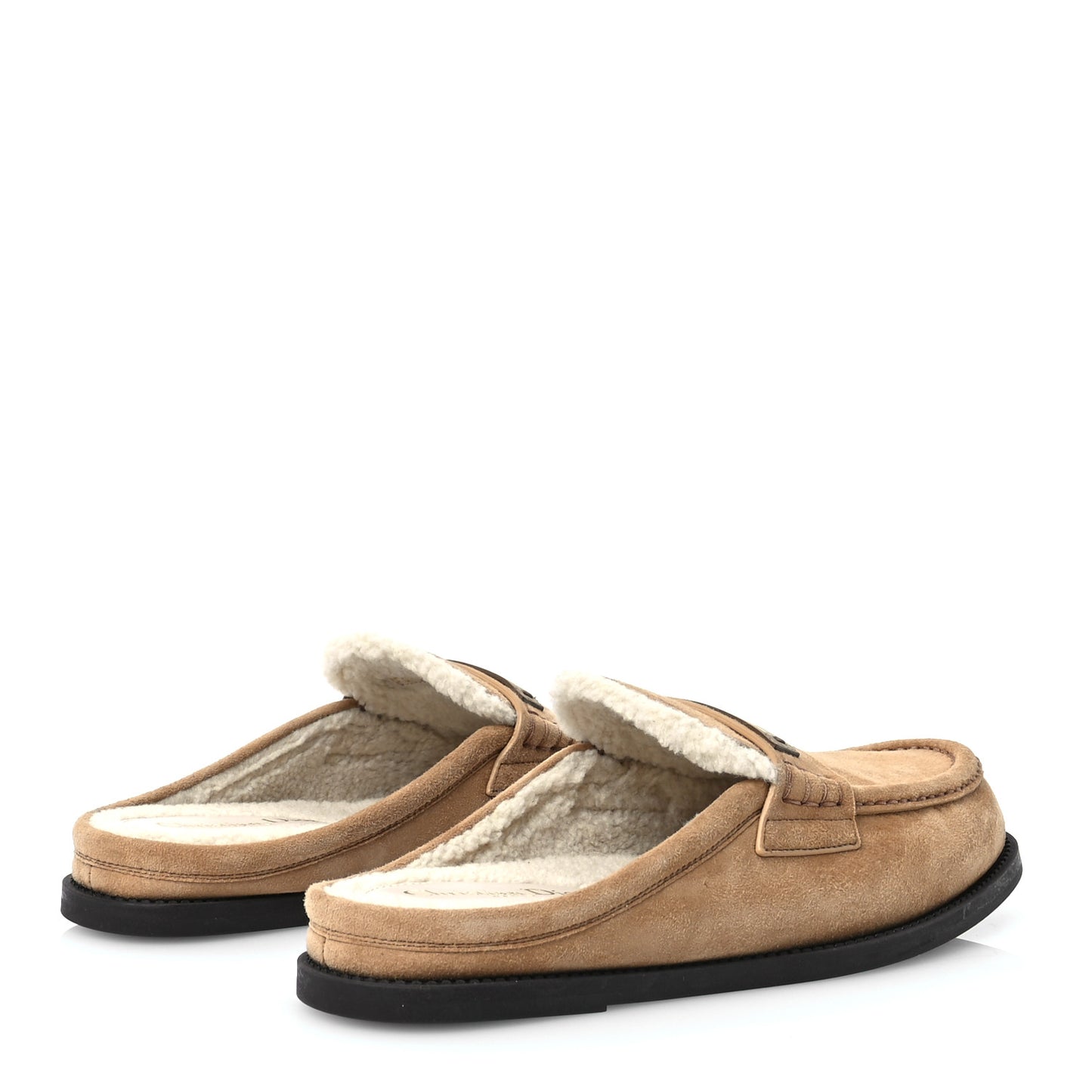 Suede Goatskin Boy Loafer Mule 38.5 Chestnut