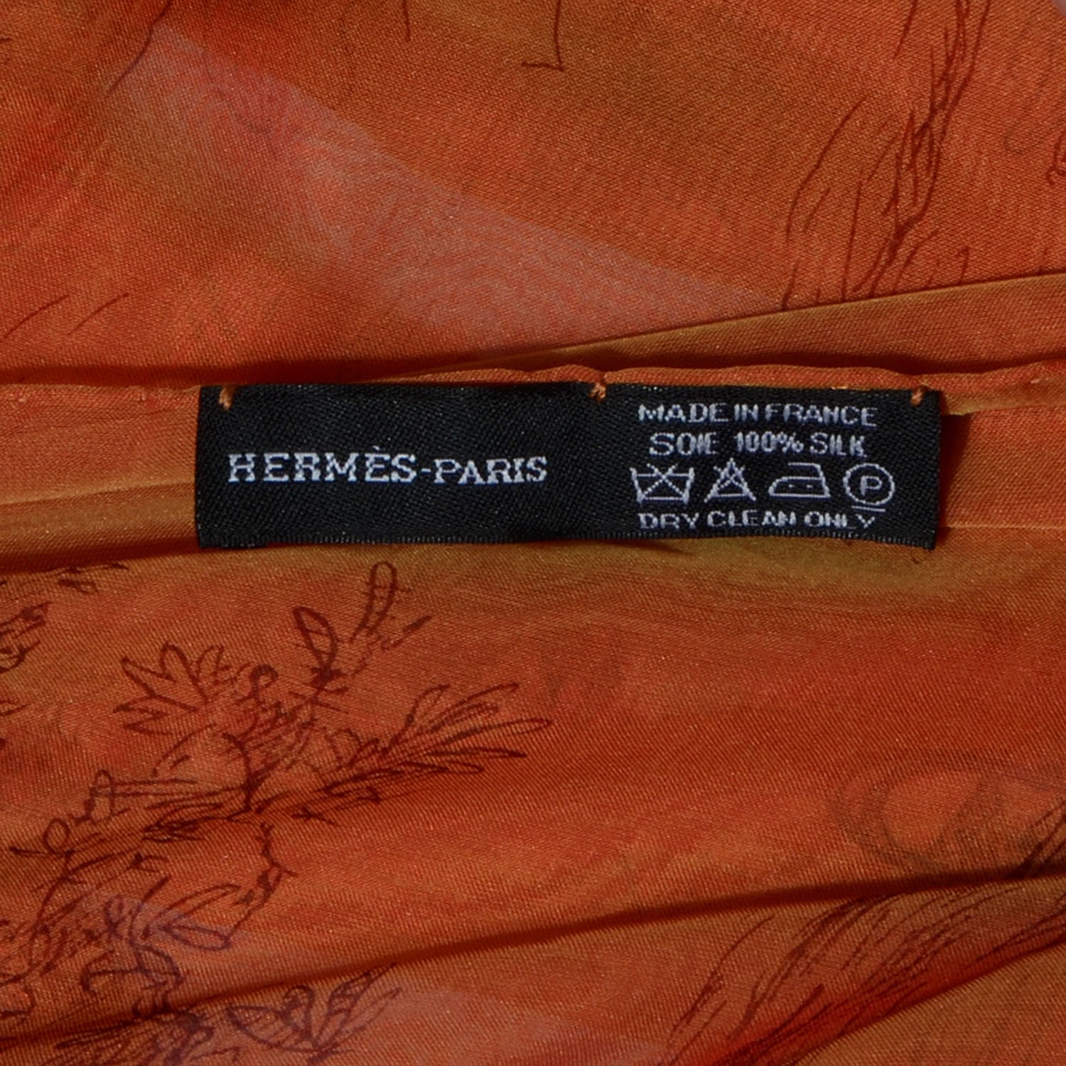 Hermes Silk Mousseline Toile de Shawl Scarf Orange 4 of 6