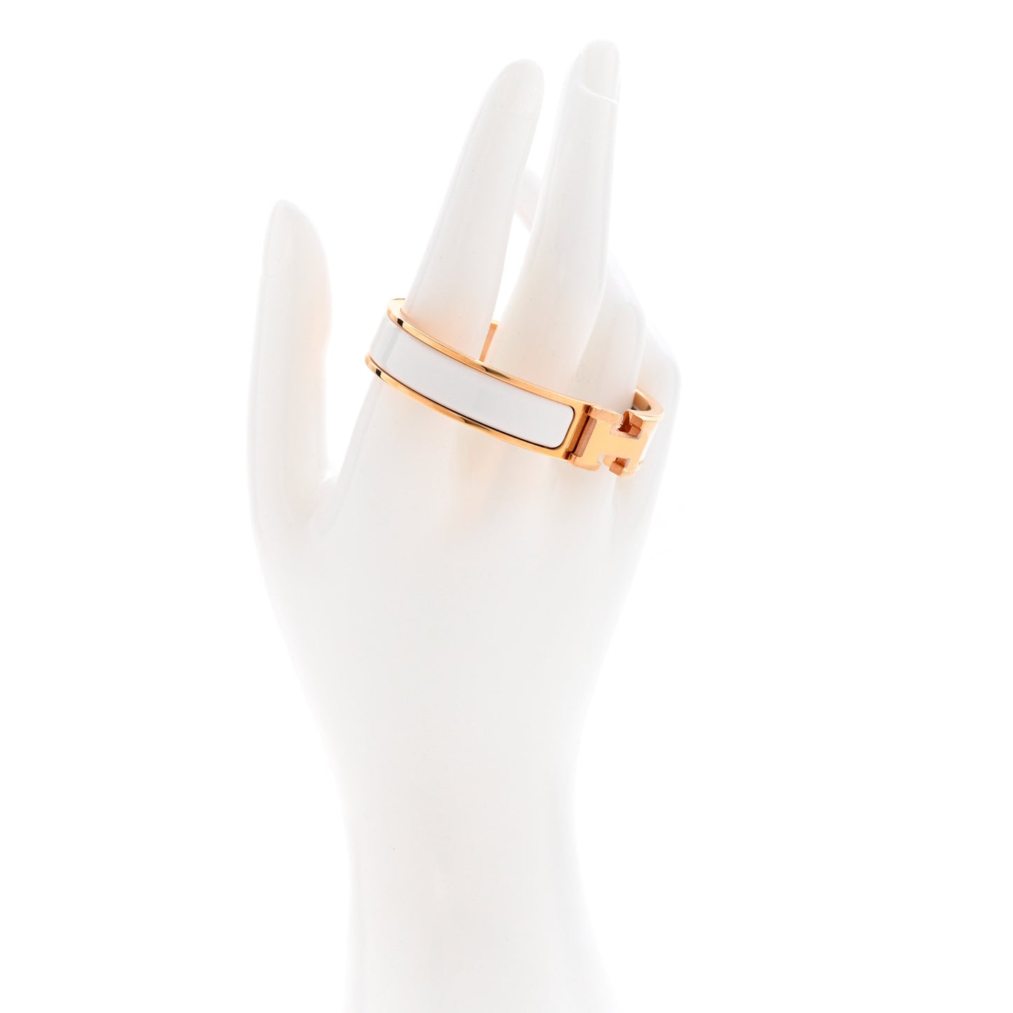 Enamel Narrow Clic Clac H Bracelet PM White