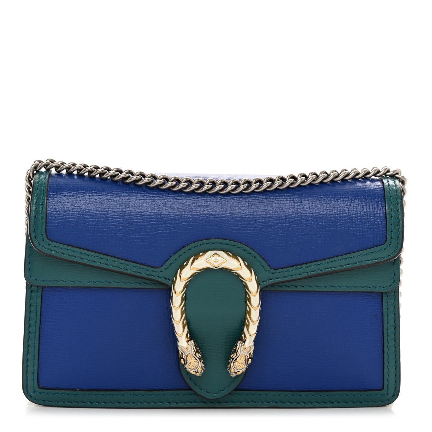 Azalea Calfskin Enamel Super Mini Dionysus Shoulder Bag Imperial Blue Pavone