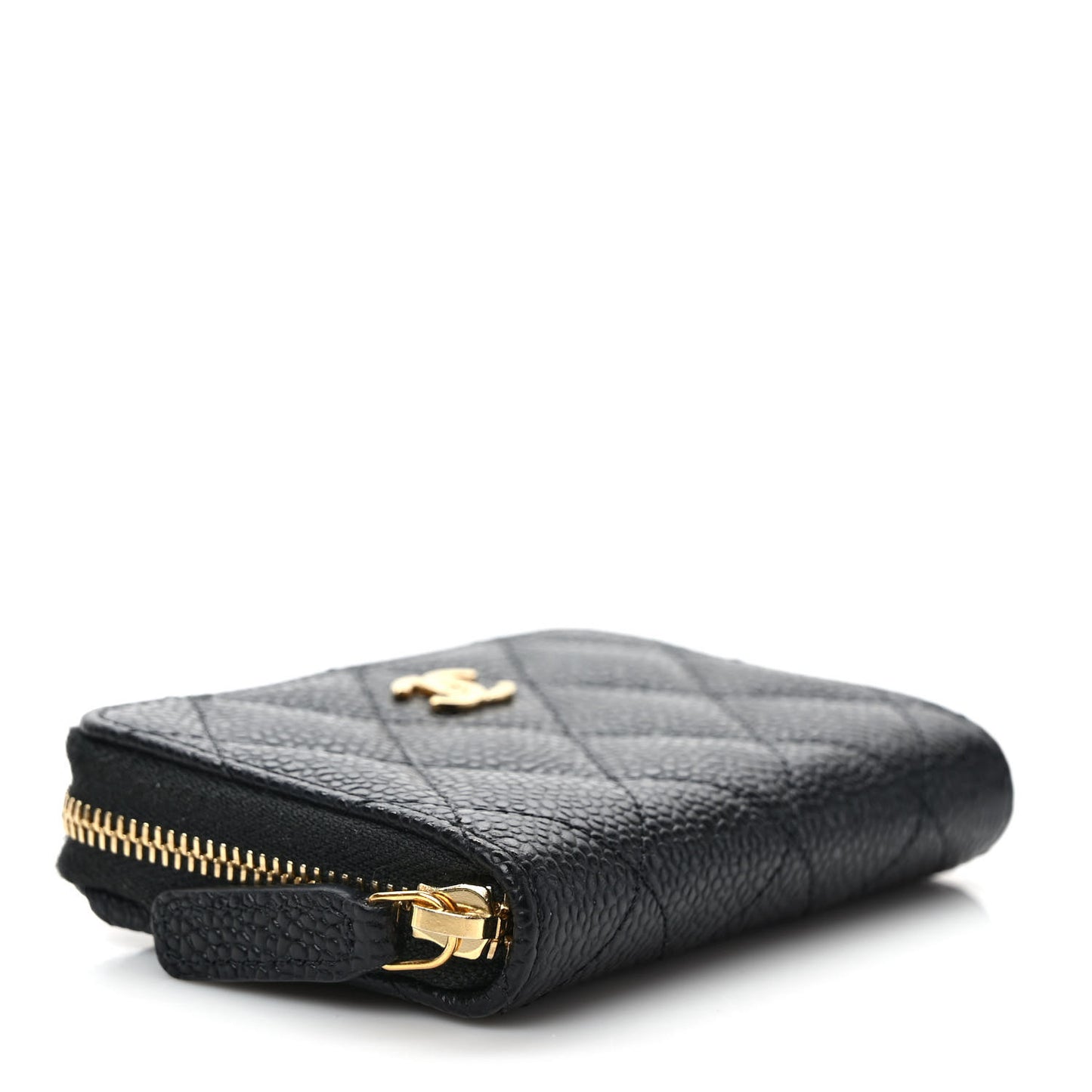 Caviar Quilted Zip Coin Purse Black