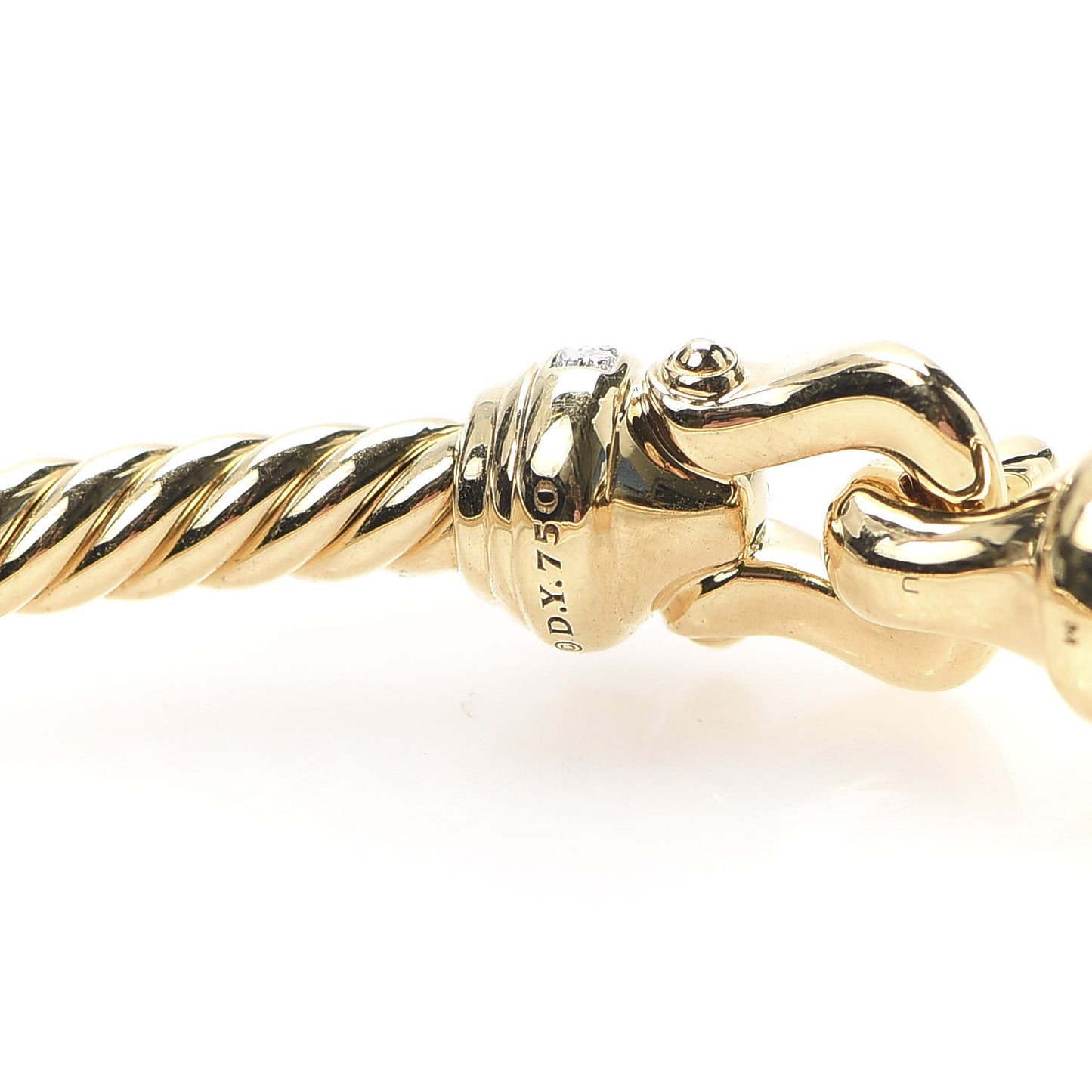 18K Yellow Gold Diamond 3.5mm Cable Buckle Bracelet