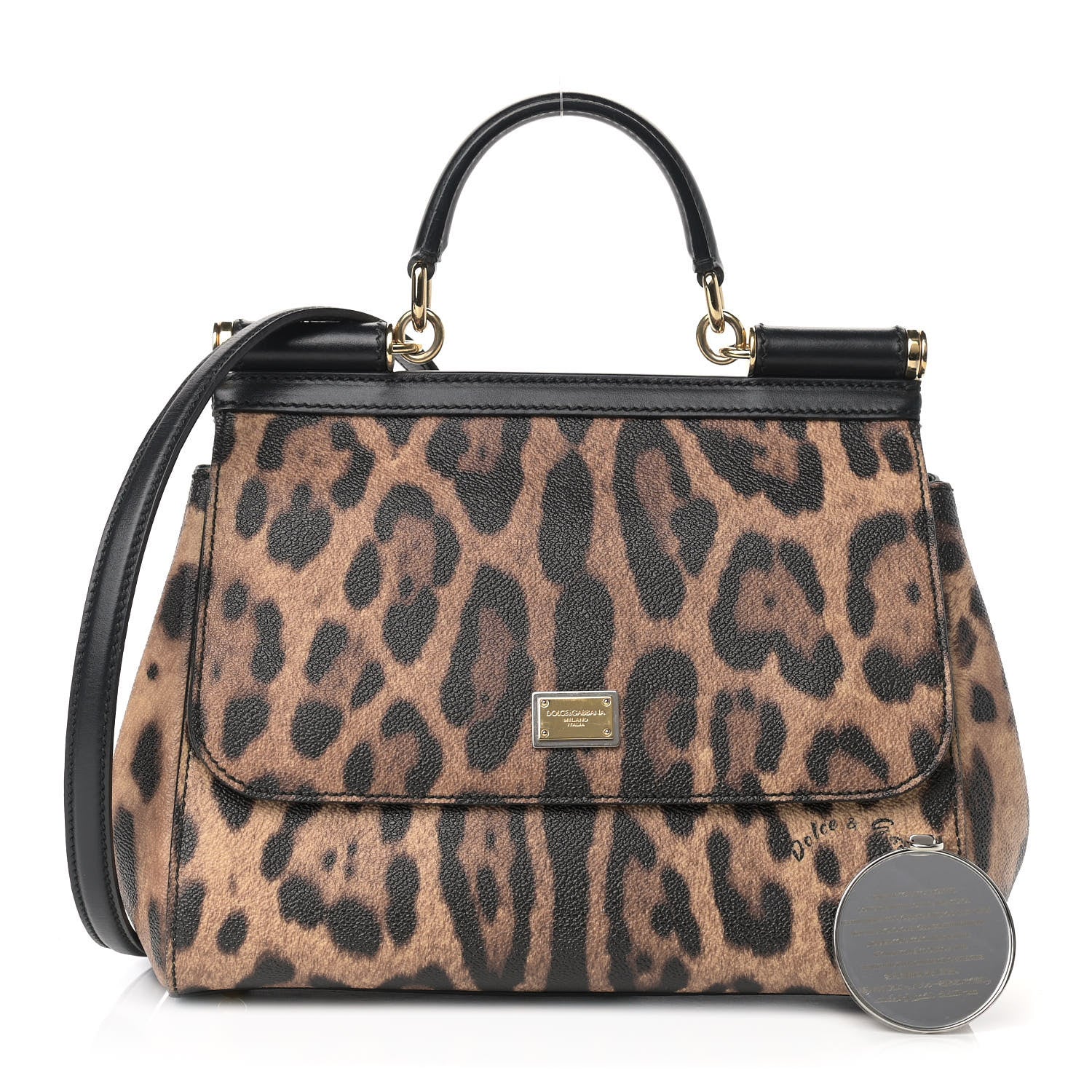 Dolce & Gabbana Dauphine Leopard Print Small Miss Sicily Satchel Black 1 of 14
