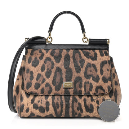 Dolce & Gabbana Dauphine Leopard Print Small Miss Sicily Satchel Black 1 of 14