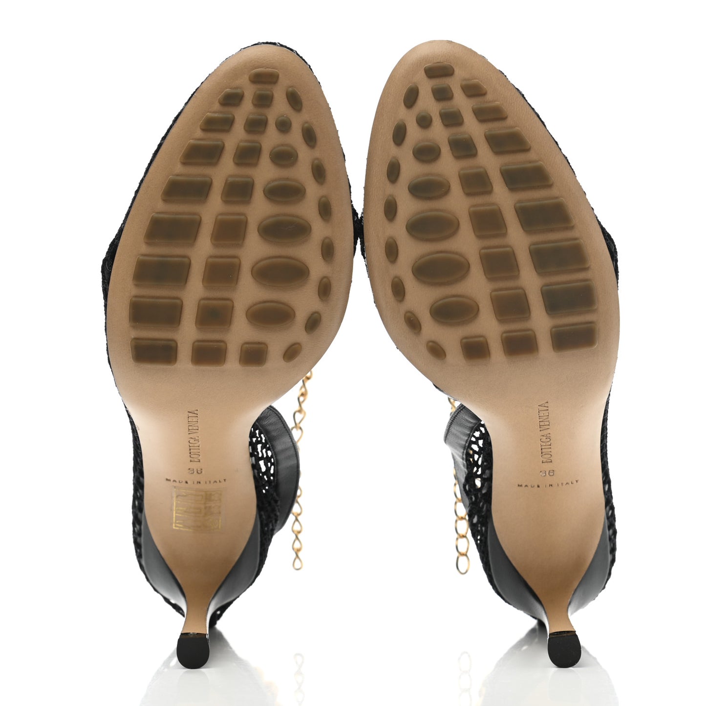 Mesh Nappa Chunky Chain Sandals 36 Black