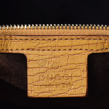 Gucci Ostrich Large Horsebit Chain Hobo Yellow 6 of 14