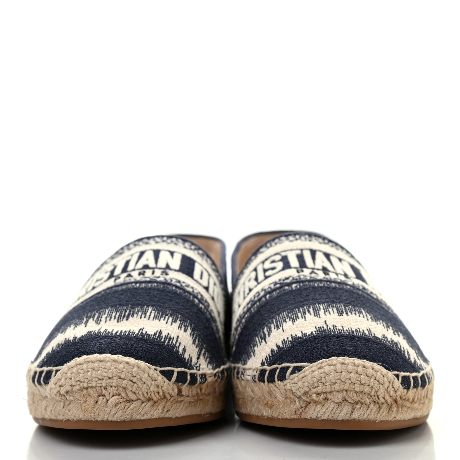 Christian Dior Cotton D-Stripes Embroidered Granville 15mm Espadrilles 35.5 Deep Blue 2 of 6