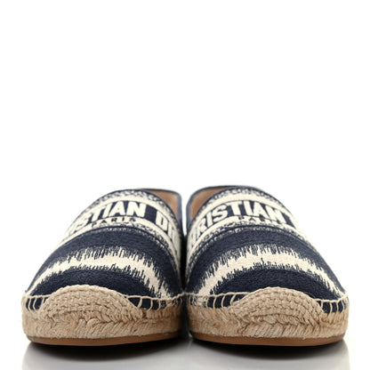 Christian Dior Cotton D-Stripes Embroidered Granville 15mm Espadrilles 35.5 Deep Blue 2 of 6