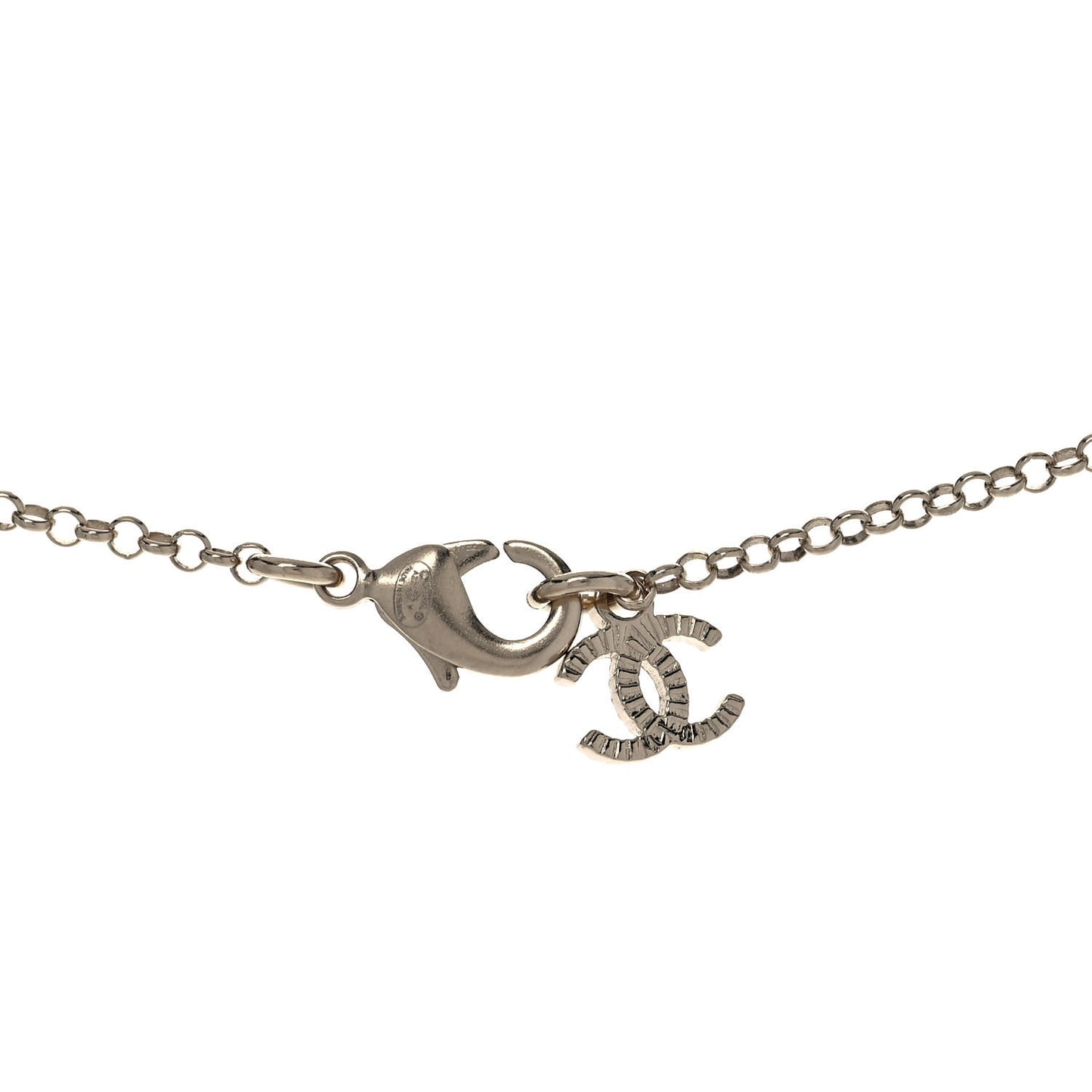 Resin Crystal CC Heart Necklace Pearly White Gold