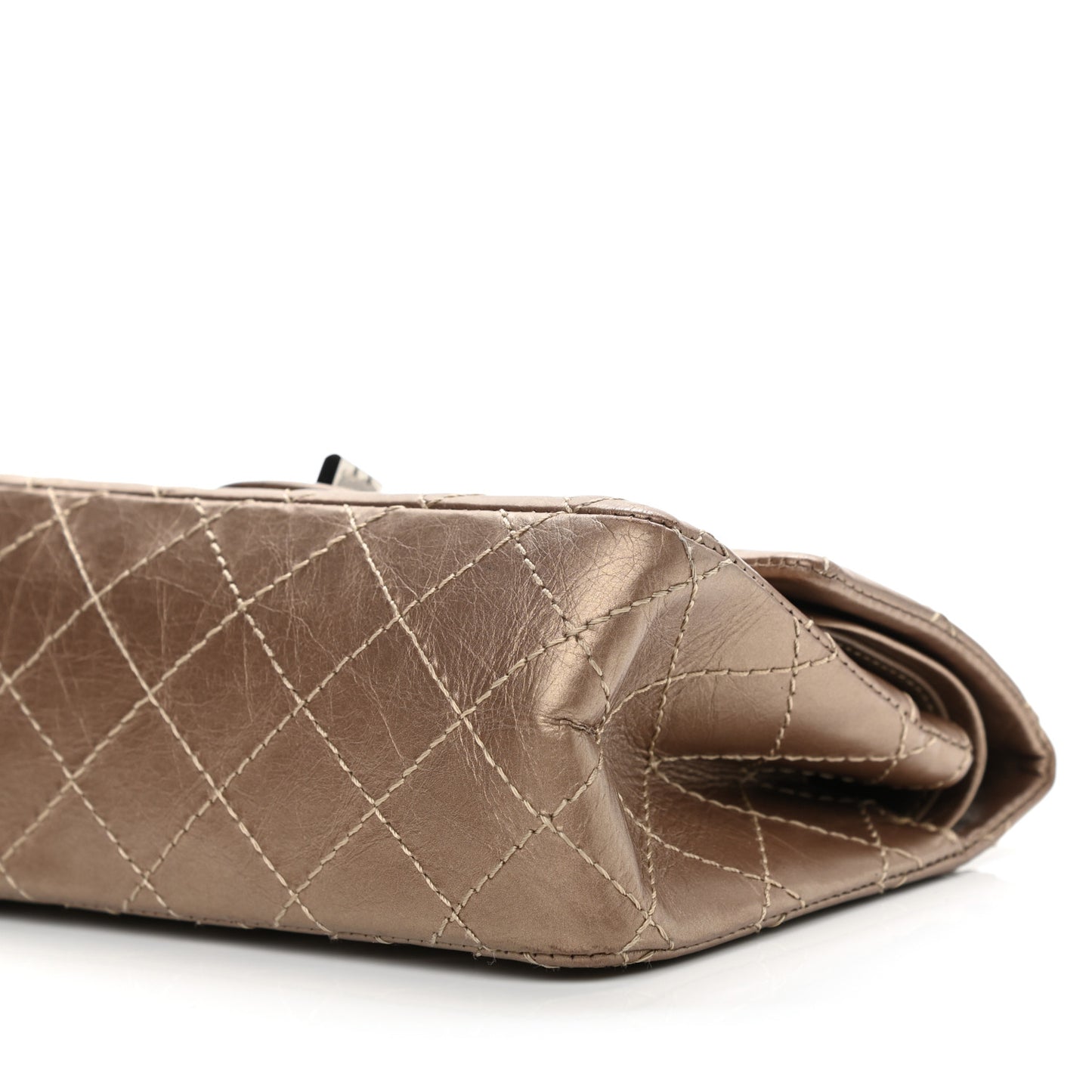 Aged Calfskin Quilted 2.55 Reissue 224 Flap Dark Gold